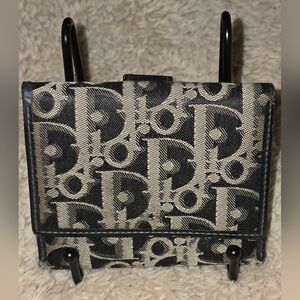 Christian Dior Vintage Trotter Bifold Wallet Black And Gray Canvas